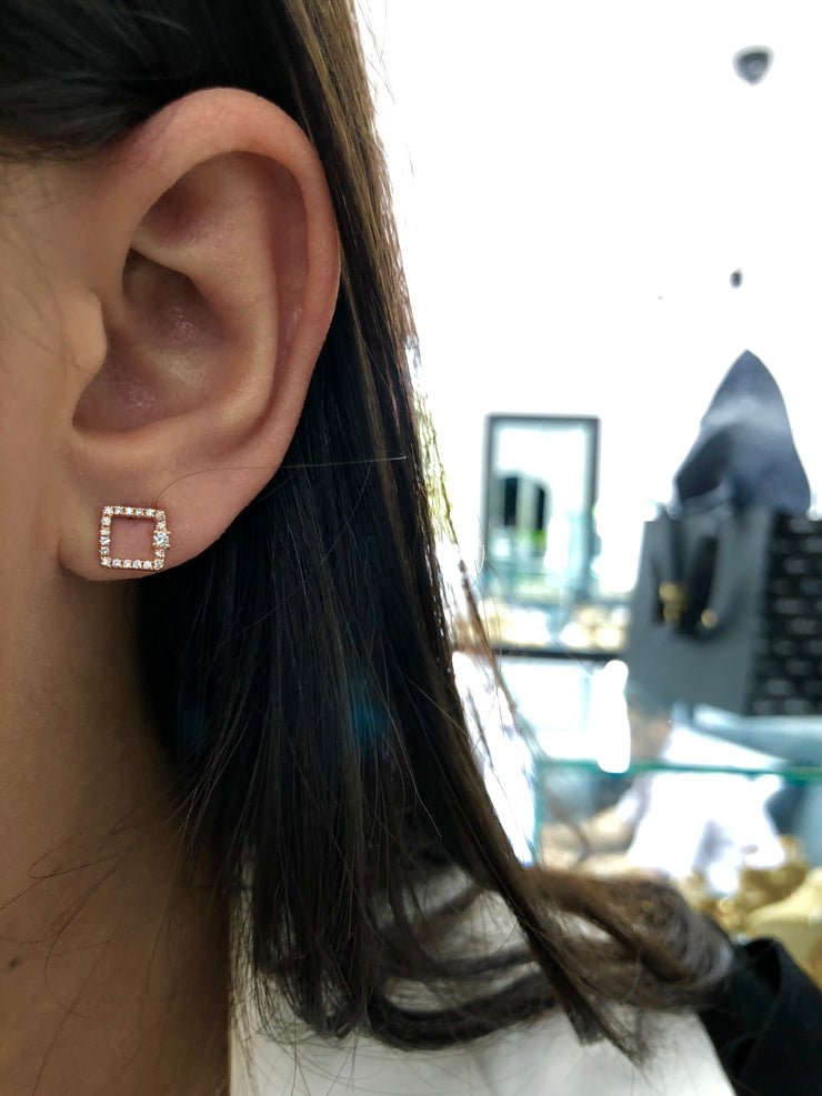 Open Square Stud Earrings