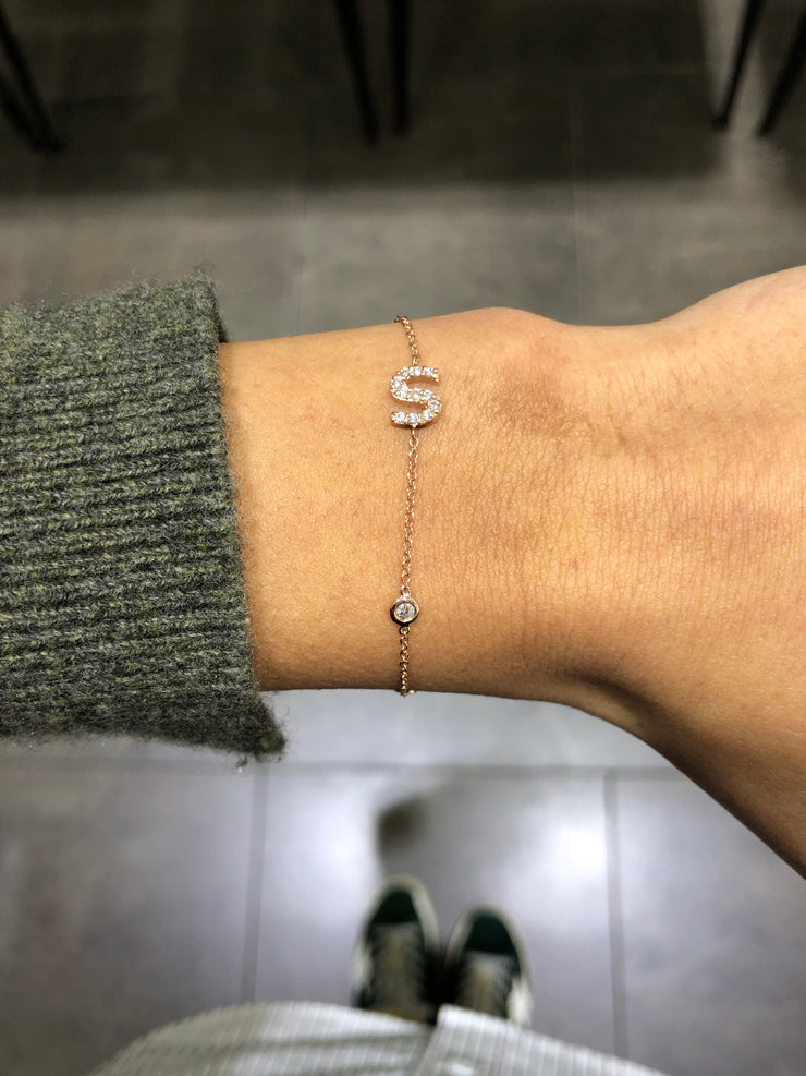 Diamond By The Yard Initial Bracelet