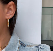 Gold Tube Hoop Earrings