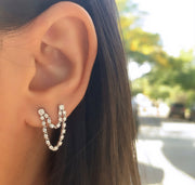 Double Diamond Loop Earrings