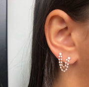 Double Diamond Loop Earrings