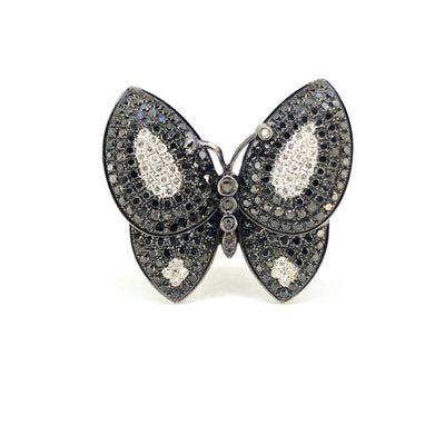 Black & White Diamond Butterfly Ring