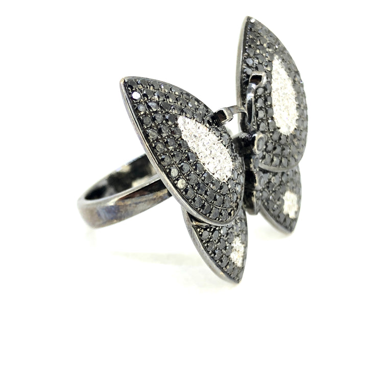 Black & White Diamond Butterfly Ring