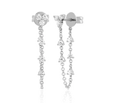 Trio Prong Set Diamond Chain Stud Earrings