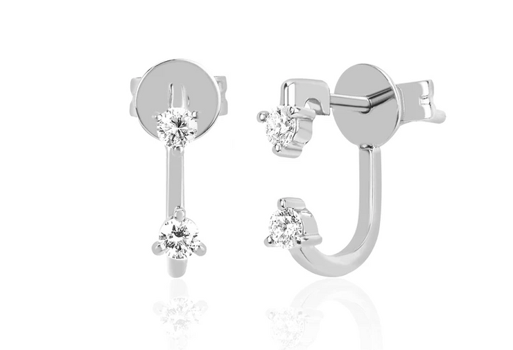 Double Prong Set Diamond Earring