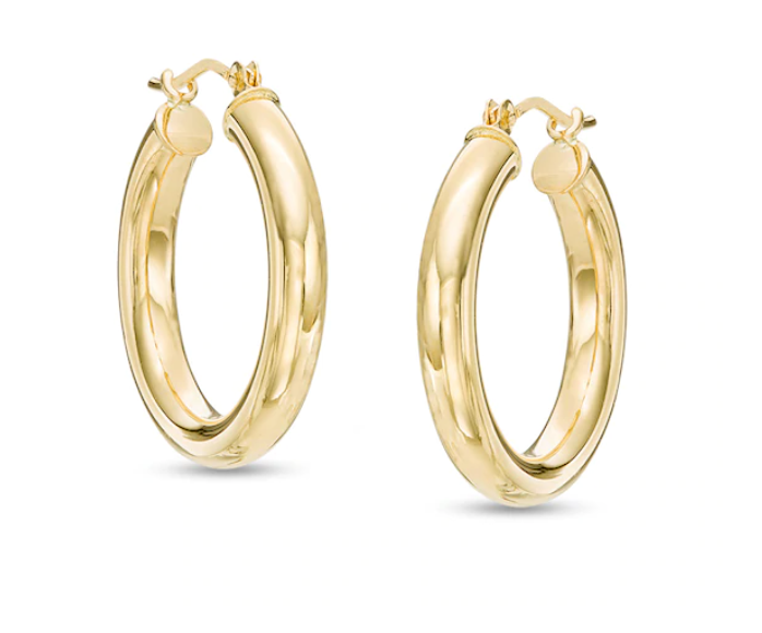 Gold Tube Hoop Earrings