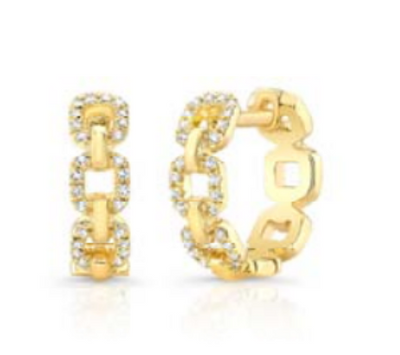 Diamond Chain Huggie Earrings