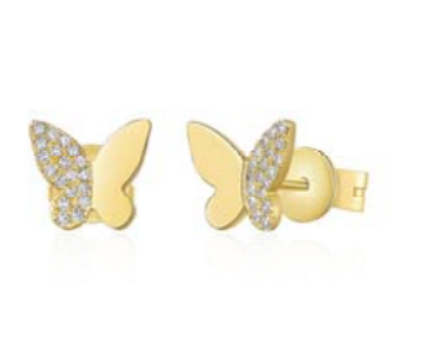 Half Diamond Butterfly Earrings