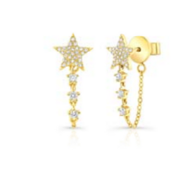 Diamond Star Chain Earrings