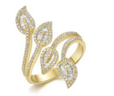 Baguette Diamond Leaf Ring