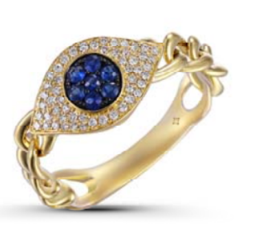 Diamond & Sapphire Eye Chain Ring