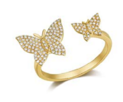 Double Diamond Butterfly Ring