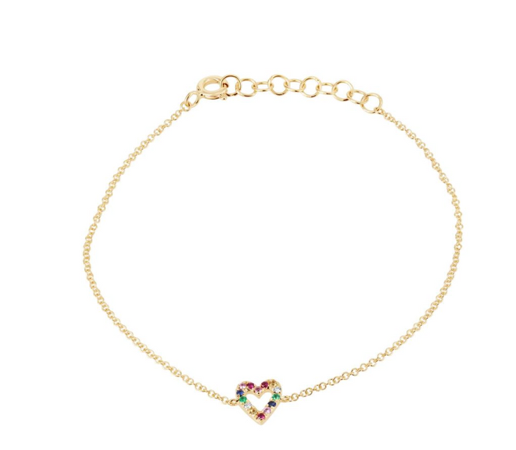 Diamond & Multi Color Stone Heart Bracelet