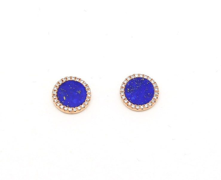 Lapis Disc Stud Earrings