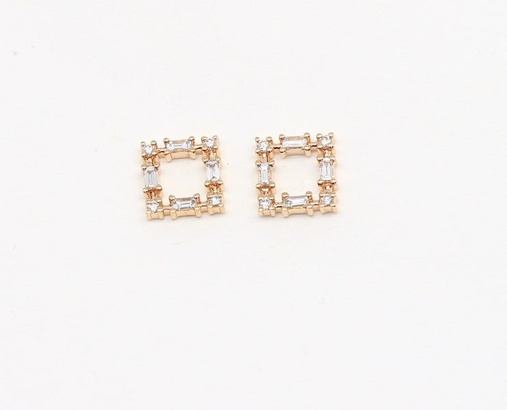 Baguette Square Stud Earrings