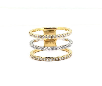 Two Tone Three Row Ring