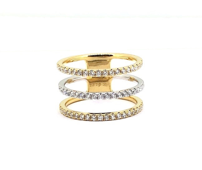 Two Tone Three Row Ring