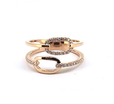 Two Row Diamond Oval Ring