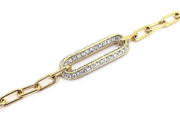 Pave Oval Box Chain Bracelet