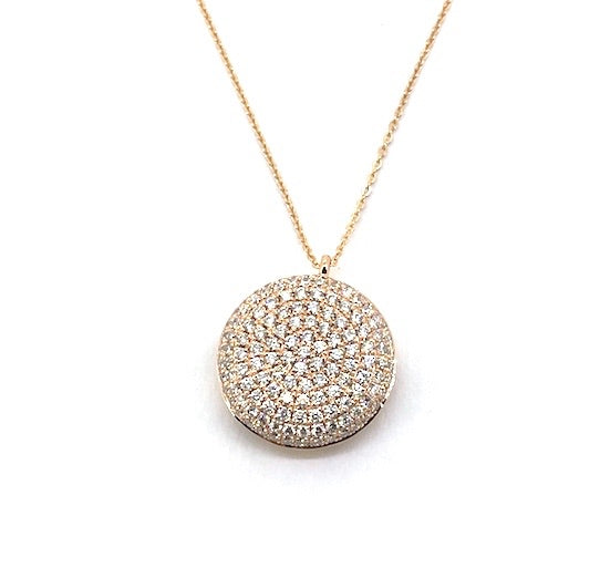 Round Pave Diamond Necklace