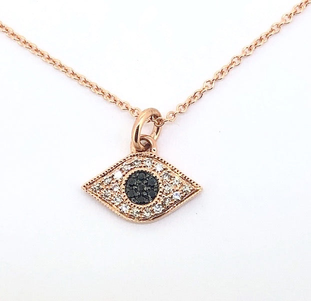 White & Black Diamond Eye Necklace