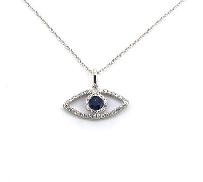 Diamond & Sapphire Evil Eye Necklace