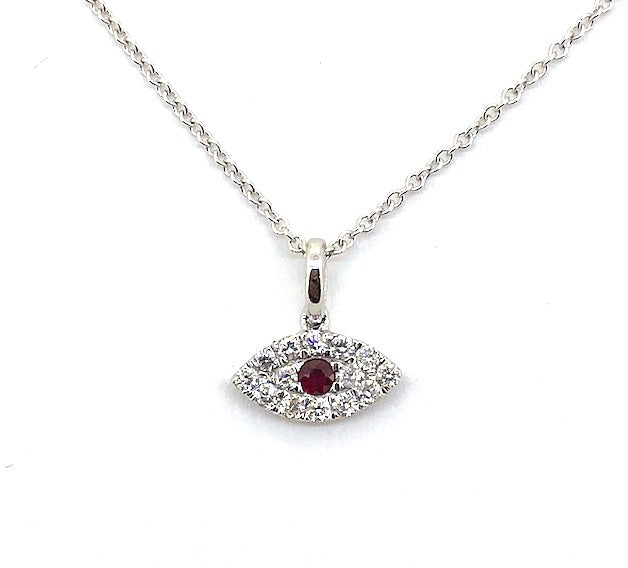 Mini Diamond & Ruby Eye Pendant